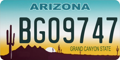 AZ license plate BGO9747