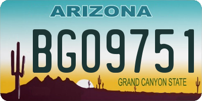 AZ license plate BGO9751