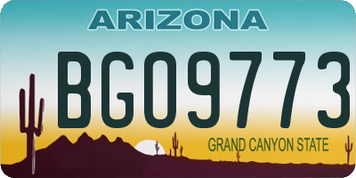 AZ license plate BGO9773