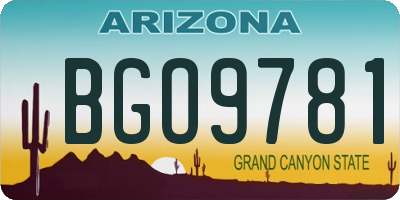 AZ license plate BGO9781