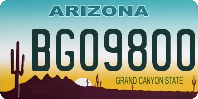 AZ license plate BGO9800