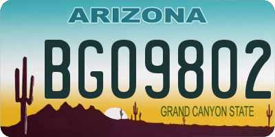 AZ license plate BGO9802