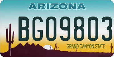 AZ license plate BGO9803