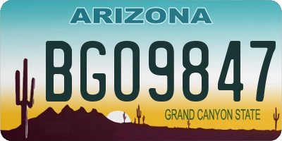 AZ license plate BGO9847