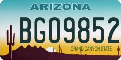 AZ license plate BGO9852