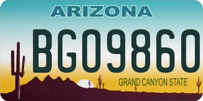 AZ license plate BGO9860
