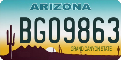 AZ license plate BGO9863