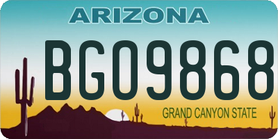 AZ license plate BGO9868