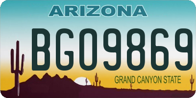 AZ license plate BGO9869