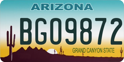 AZ license plate BGO9872