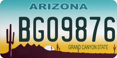 AZ license plate BGO9876