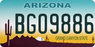 AZ license plate BGO9886