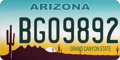 AZ license plate BGO9892