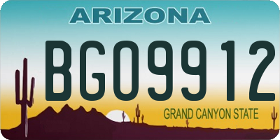 AZ license plate BGO9912