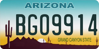 AZ license plate BGO9914