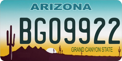 AZ license plate BGO9922