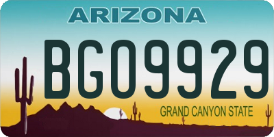 AZ license plate BGO9929