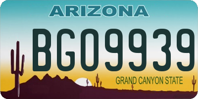 AZ license plate BGO9939