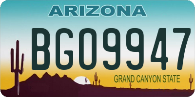 AZ license plate BGO9947