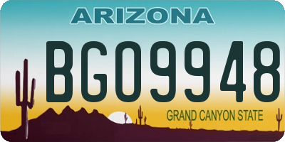 AZ license plate BGO9948