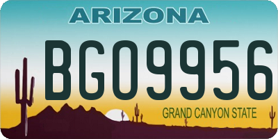 AZ license plate BGO9956