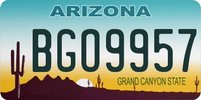 AZ license plate BGO9957