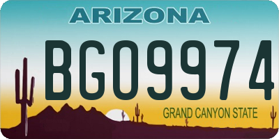 AZ license plate BGO9974