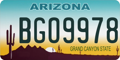 AZ license plate BGO9978