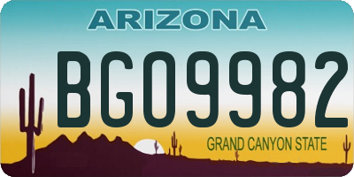 AZ license plate BGO9982