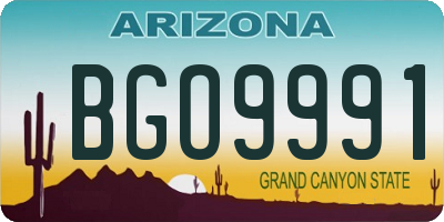 AZ license plate BGO9991