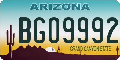 AZ license plate BGO9992