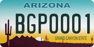 AZ license plate BGP0001