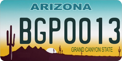 AZ license plate BGP0013