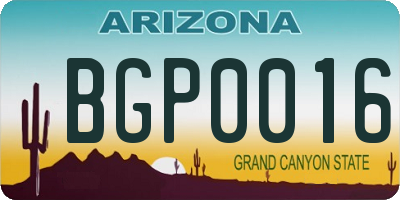 AZ license plate BGP0016