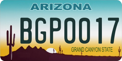 AZ license plate BGP0017