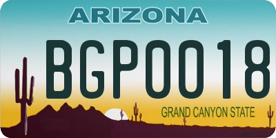 AZ license plate BGP0018