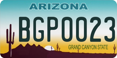 AZ license plate BGP0023