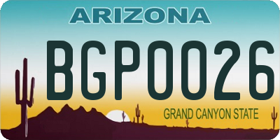 AZ license plate BGP0026