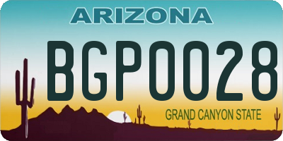 AZ license plate BGP0028