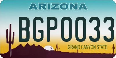 AZ license plate BGP0033
