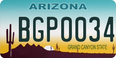 AZ license plate BGP0034