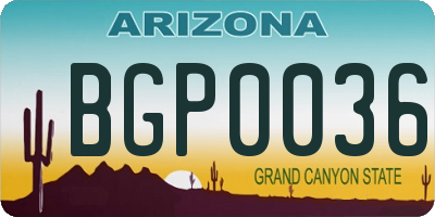 AZ license plate BGP0036