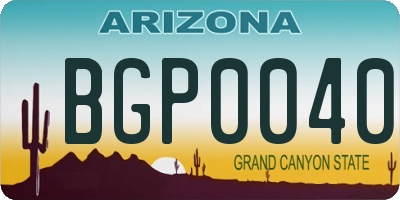 AZ license plate BGP0040