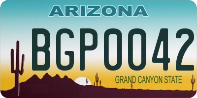AZ license plate BGP0042