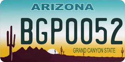 AZ license plate BGP0052