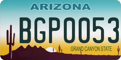 AZ license plate BGP0053