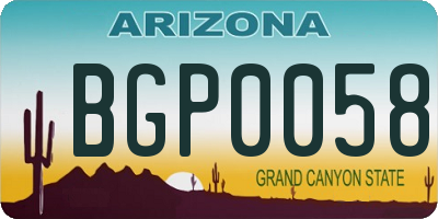 AZ license plate BGP0058