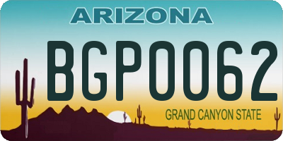 AZ license plate BGP0062