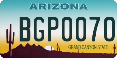AZ license plate BGP0070