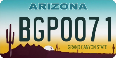 AZ license plate BGP0071